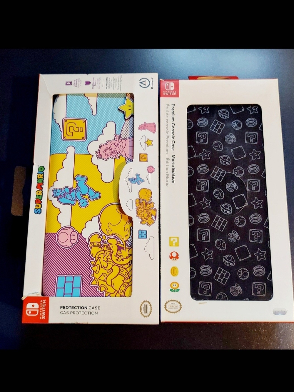 NEW 2 Nintendo Switch Super Mario Edition Premium Protection Cases, His and Hers